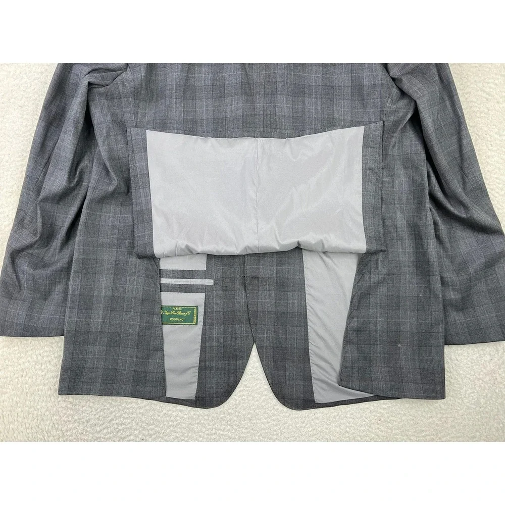 Atelier Munro Mens 48L Gray Check Loro Piana Wool 2 Button Suit Jacket Blazer
